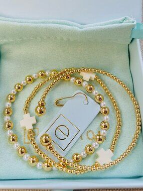 💕Enewton 3-piece Gold and Cross Bracelet Stack✨